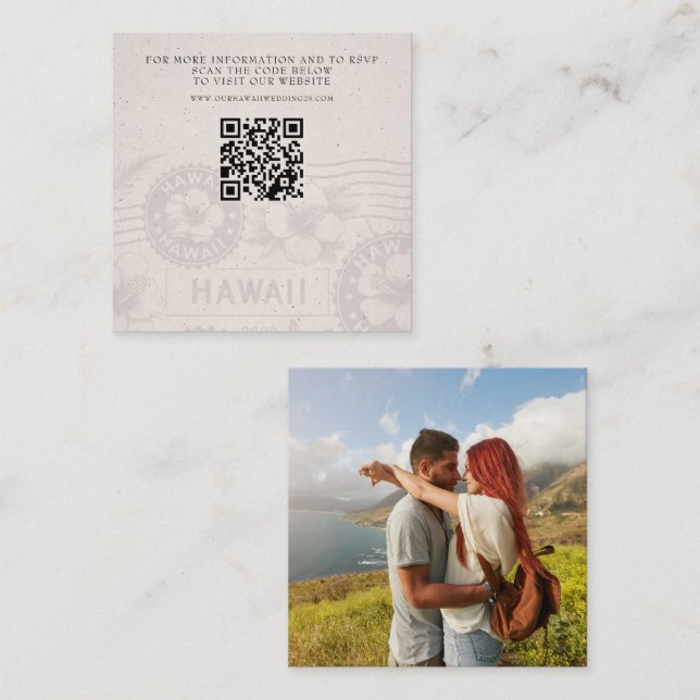 Carte D'accompagnement Hawaii Passport Mariage QR (Devant / Derrière)