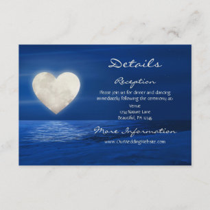 Carte D'accompagnement Heart Moon et Snowy Beach Détails du mariage d'hiv