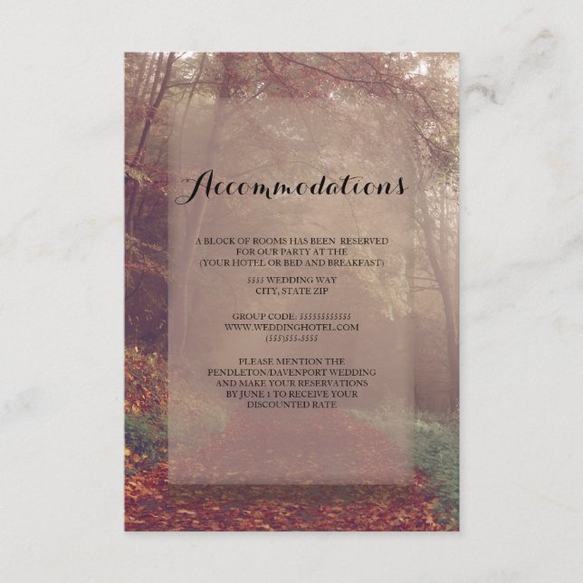 Carte D'accompagnement Hébergement de mariage aux feuilles d'automne (Devant)