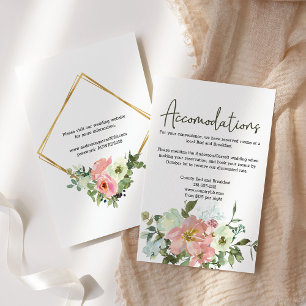 Carte D'accompagnement Hébergement de mariage floral Blush Coquille d'oeu