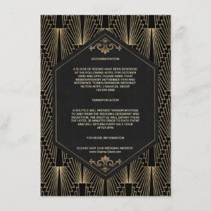 Carte D'accompagnement Hébergement de mariage Gatsby des Années folles gl