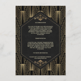 Carte D'accompagnement Hébergement de mariage Gatsby des Années folles gl