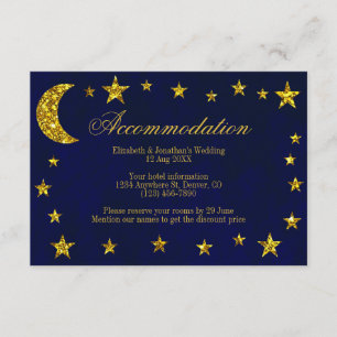 Carte D'accompagnement Hébergement de mariage sous le ciel nocturne céles