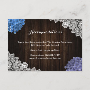 Carte D'accompagnement Hébergement d'hôtel de mariage floral bleu violet