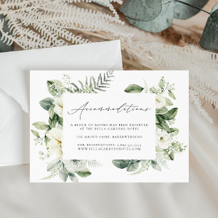 Carte D'accompagnement Hébergement Hôtelier Fleurs Blanches Luxuriantes &