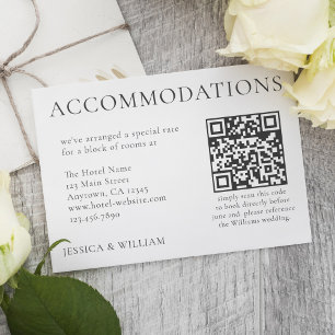 Carte D'accompagnement Hébergement hôtelier minimaliste Mariage QR Code