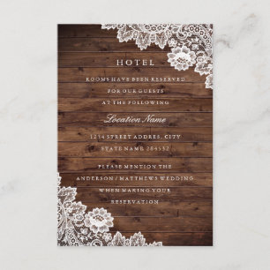 Carte D'accompagnement Hébergement rustique en bois avec dentelle vintage