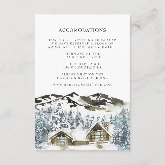 Carte D'accompagnement Hébergement Rustique Winter Mountain Insérer (Devant)