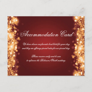 Carte D'accompagnement Hébergement Sparkling Lights Gold Red