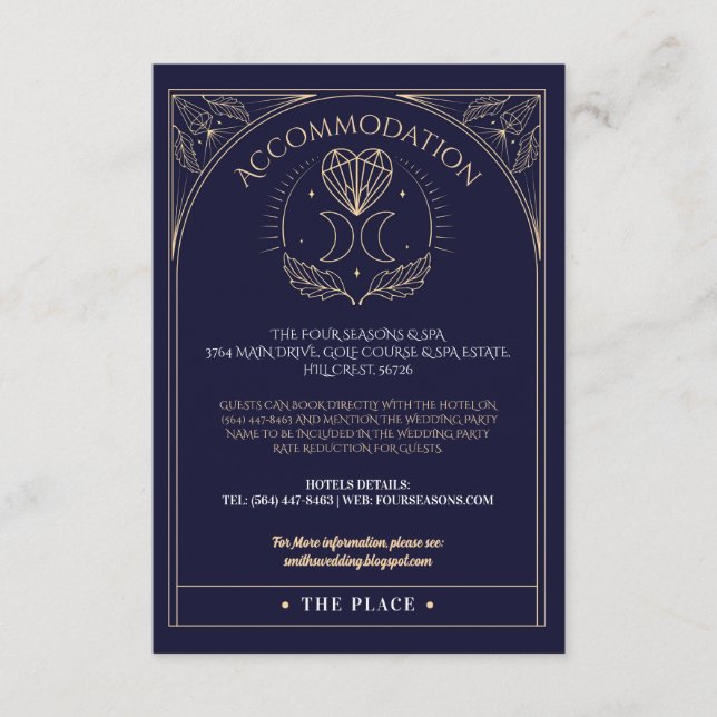Carte D'accompagnement Hébergement Tarot Moon Crystals Mariage de coeur (Devant)