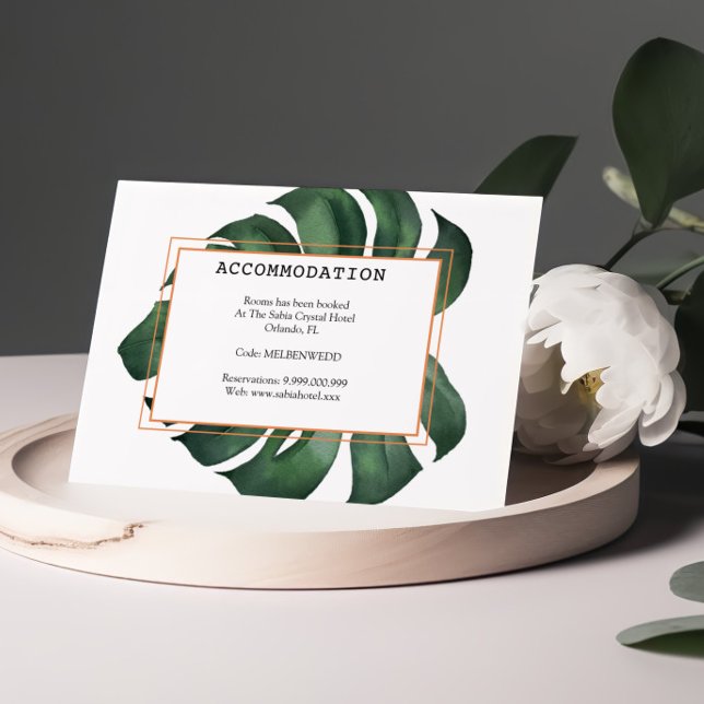 Carte D'accompagnement Hébergement Tropical Palm Leaf Monstera (Créateur téléchargé)