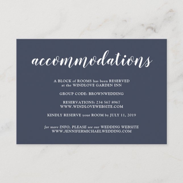 Carte D'accompagnement Hébergements de Mariages de la Marine (Devant)