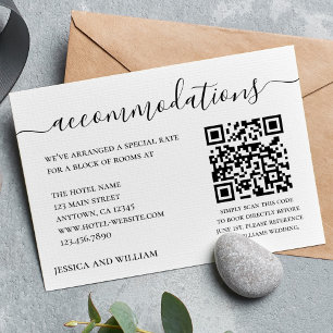 Carte D'accompagnement Hébergements hôteliers mariages avec code QR