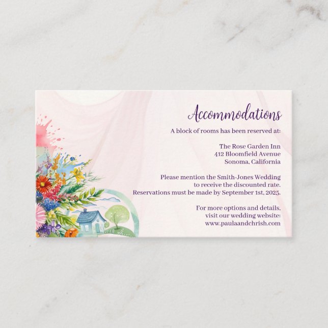 Carte D'accompagnement Hébergements Mariage fleur sauvage (Devant)