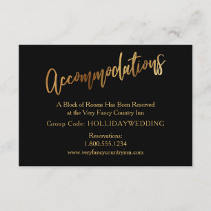 Carte D'accompagnement Hébergements Mariage Gold & Black modernes
