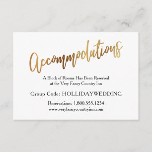 Carte D'accompagnement Hébergements Mariages Gold & Bokeh modernes
