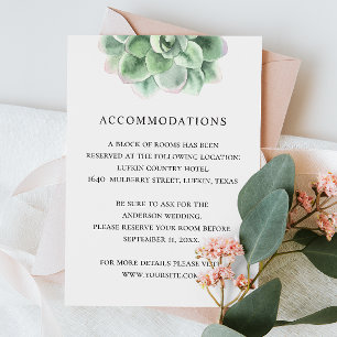 Carte D'accompagnement Hébergements mariages succulents à la floraison aq