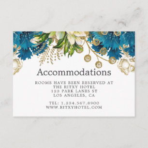 Carte D'accompagnement Hébergements vintages Mariage Turquoise et Gold
