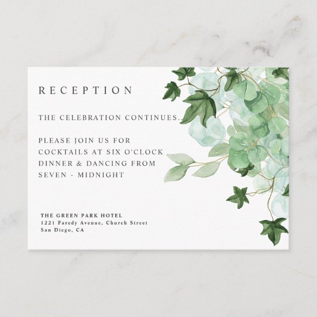 Carte D'accompagnement Hedera | Ivy Feuille Botanical Détails de l'invité (Devant)