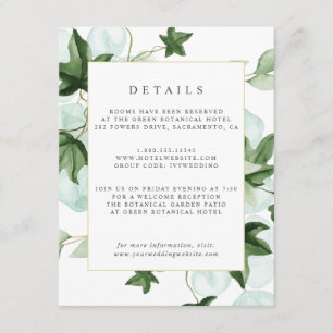 Carte D'accompagnement Hedera   Ivy Feuille Botanical Détails de l'invité