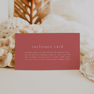 Carte D'accompagnement HEIDI Unique Rouge Eté Bohème Simple Baby Shower