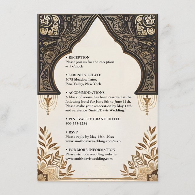 Carte D'accompagnement Henna Islam Nikah arabe Walima Mariage musulman (Devant)