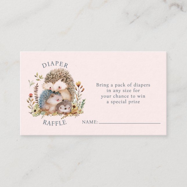 Carte D'accompagnement Hérisson Famille Baby shower de couche rose (Devant)