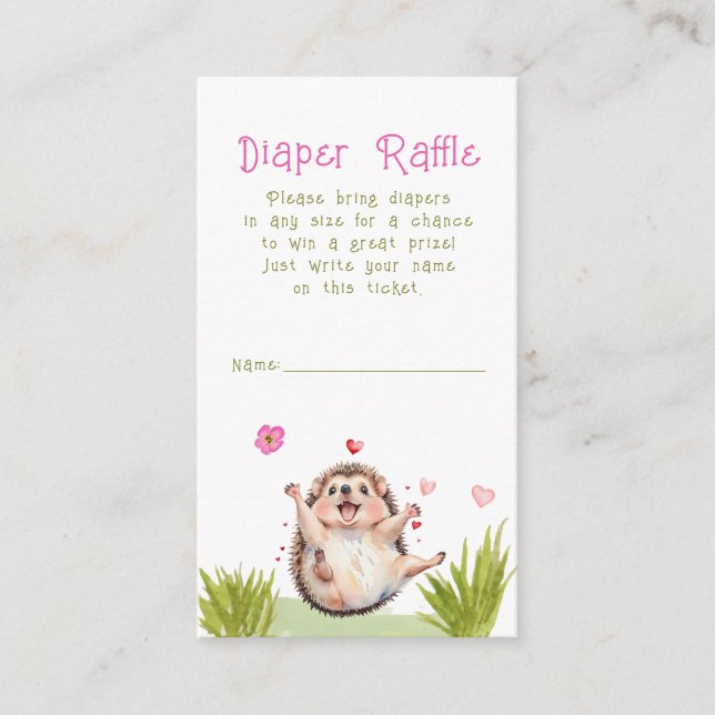 Carte D'accompagnement Hérisson Jardin Fête Baby shower Déchets Raffle (Devant)