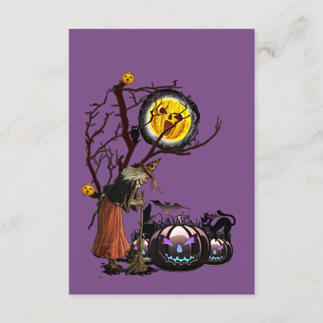 Carte D'accompagnement Heure de fête d'Halloween en violet (Devant)