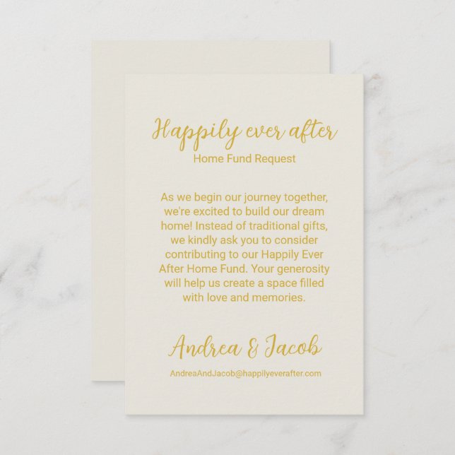 Carte D'accompagnement Heureux toujours après Alabaster White Gold Home F (Devant / Derrière)