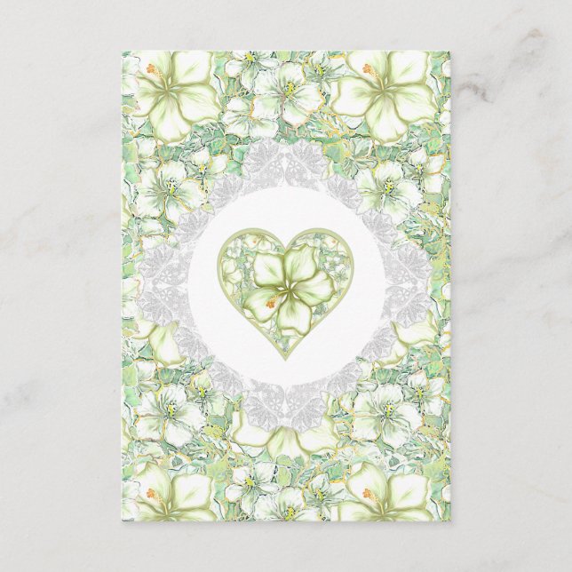 Carte D'accompagnement Hibiscus & dentelle BLANC (Devant)