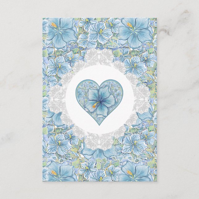 Carte D'accompagnement Hibiscus & dentelle TURQUOISE (Devant)