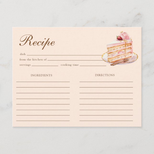Carte D'accompagnement High Tea Pastel Orange Bridal Shower Recipe (Devant)