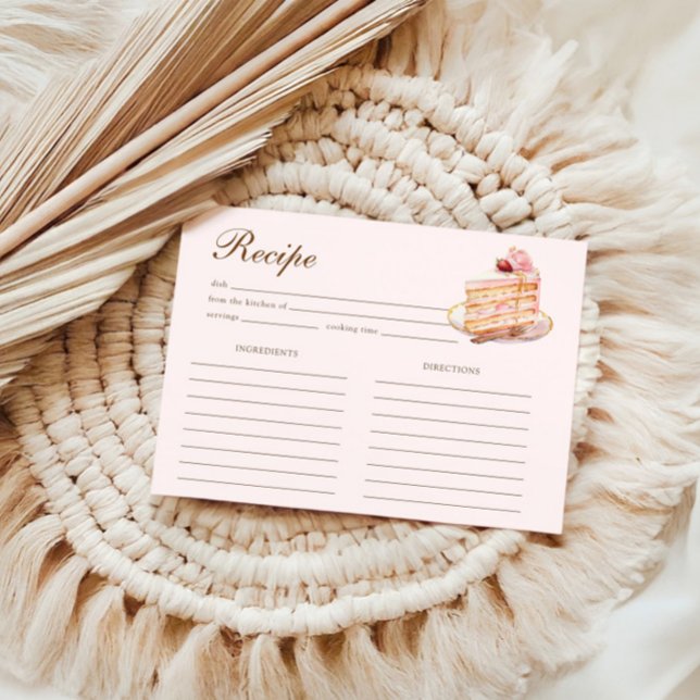 Carte D'accompagnement High Tea Pastel Pink Bridal Shower Recipe (Créateur téléchargé)