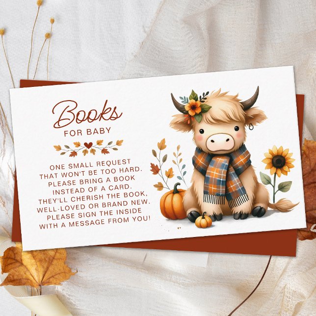 Carte D'accompagnement Highland Cow Automne Cute Calf Livres Pour Bébé (Créateur téléchargé)