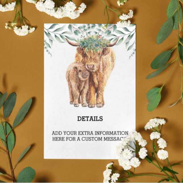 Carte D'accompagnement Highland Cow Eucalyptus Détails sur mesure (Créateur téléchargé)