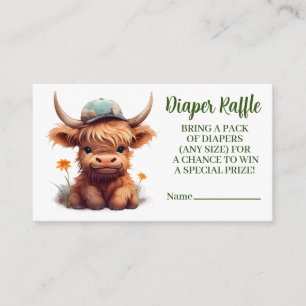 Carte D'accompagnement Highland Vache tombole papillon verdoyant tombola