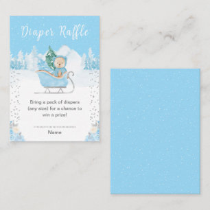 Carte D'accompagnement Hiver Bear Blue Sleigh Diaper Raffin