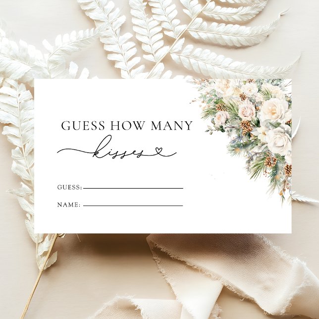 Carte D'accompagnement Hiver Blanc Floral Combien de baisers Jeu nuptial (Créateur téléchargé)