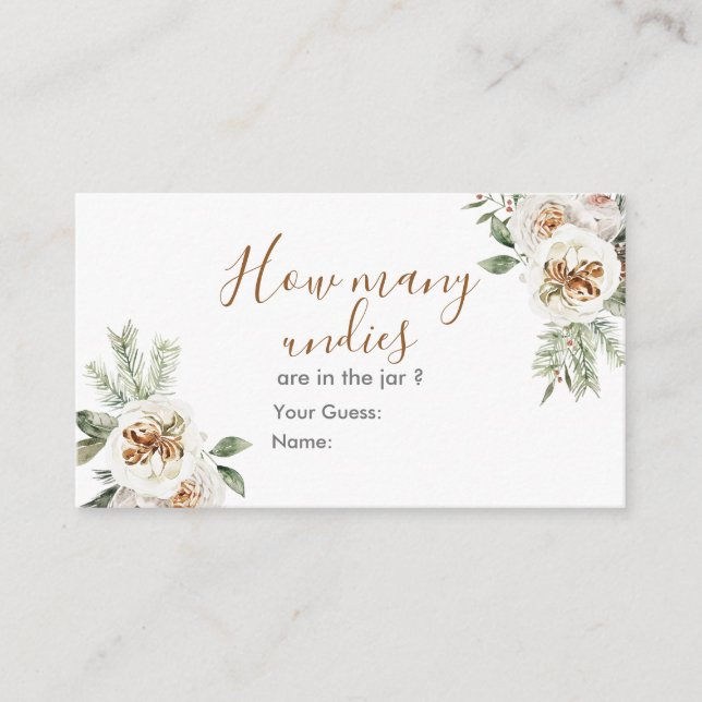 Carte D'accompagnement Hiver Blanc Floral Fête des mariées Combien de Und (Devant)