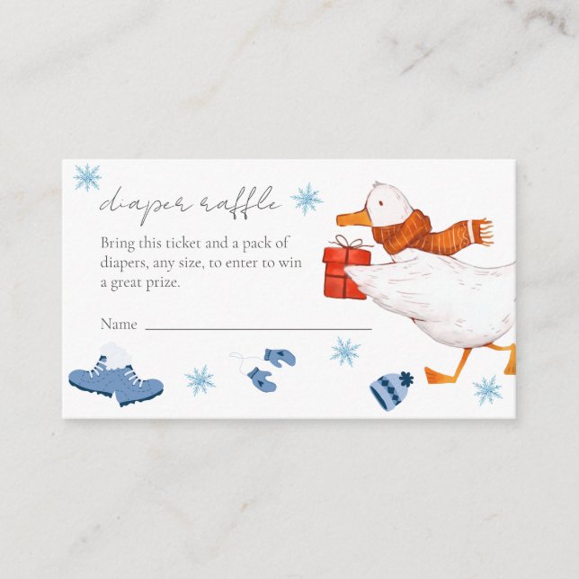 Carte D'accompagnement Hiver Blue Adventure Diaper Baby shower de rousseu (Devant)