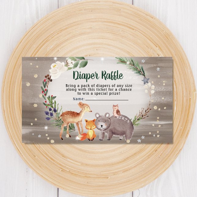 Carte D'accompagnement Hiver Bois Animaux Baby shower de rousseur (Créateur téléchargé)