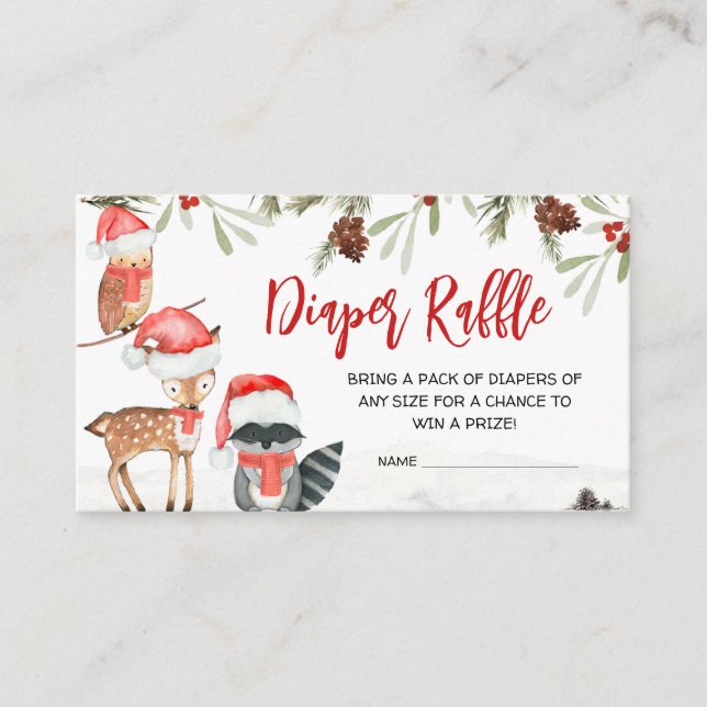 Carte D'accompagnement Hiver Bois Animaux Froid Dehors Déchets Raffle (Devant)