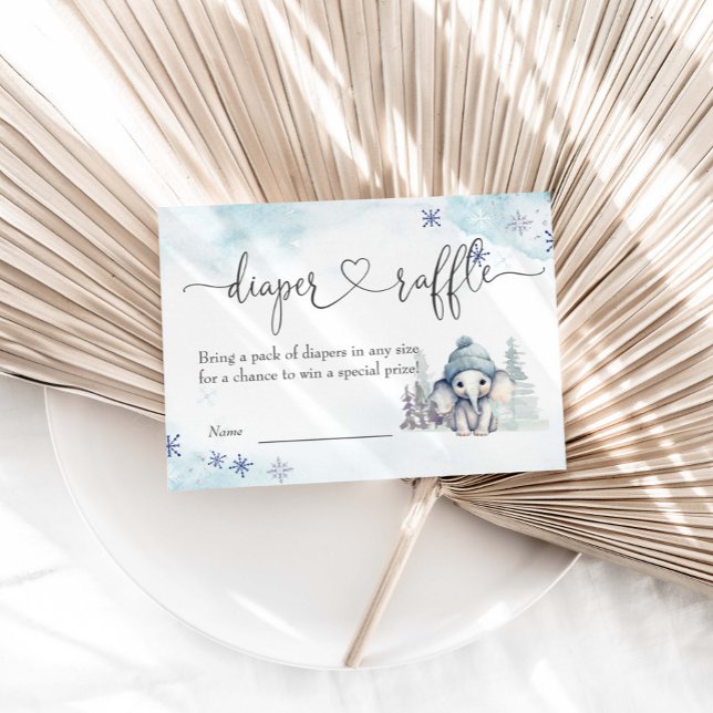 Carte D'accompagnement Hiver Elephant Garçon Baby shower Déchets Raffle (Créateur téléchargé)