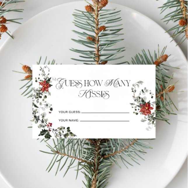 Carte D'accompagnement Hiver Floral Combien de baisers jeu nuptiale (Créateur téléchargé)