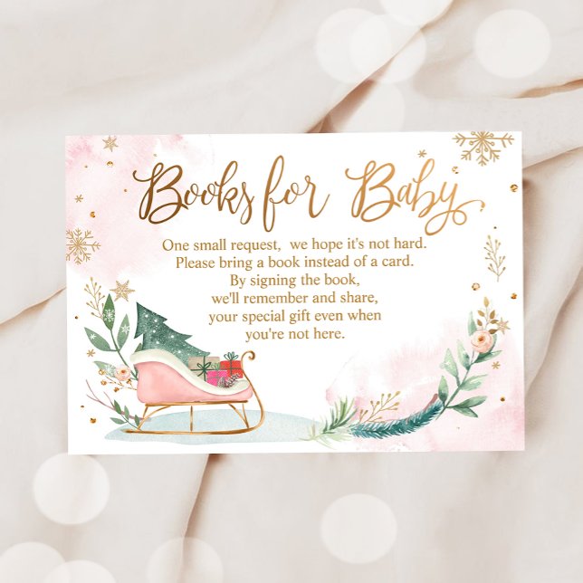 Carte D'accompagnement Hiver Froid à l'extérieur Baby shower rose Apporte (Créateur téléchargé)