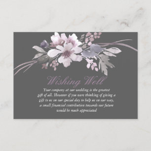 Carte D'accompagnement Hiver Gris Floral Mariage Wishing well