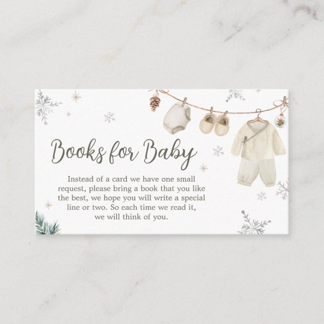 Carte D'accompagnement Hiver Joyeux Vêtements de bébé Livres pour bébé (Devant)
