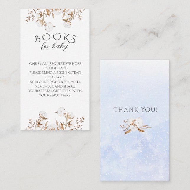 Carte D'accompagnement Hiver Livres Neutres Sur Le Sexe Pour Baby shower  (Devant / Derrière)