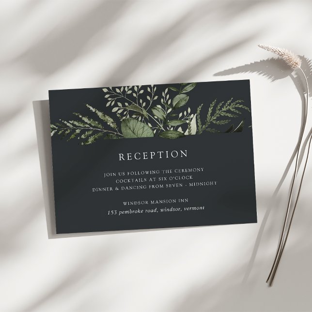 Carte D'accompagnement Hiver Meadow | Réception de mariage botanique vert (Créateur téléchargé)